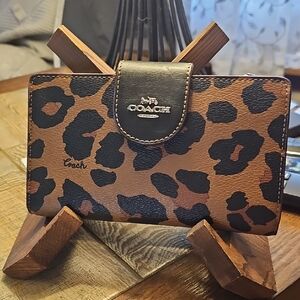 Coach Brown and Black Animal Print Wallet